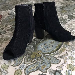 Black, Open Toe, Bootie